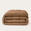 HappyBed Dekbed Ibiza Hazelnut met speelse franjes voor het hele jaar gebruik in bohemian stijl