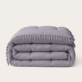 Ibiza dekbed HappyBed in Burnished Lilac met franjes, geschikt voor het hele jaar en hypoallergeen
