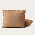 Set van 2 HappyBed kussenslopen Ibiza Hazelnut met bohemian franjes en zijdezachte stof