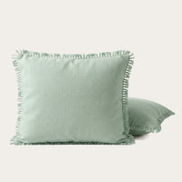 Set van 2 HappyBed kussenslopen in Ibiza mintgroen met bohemian franjes en zijdezacht, ademend materiaal