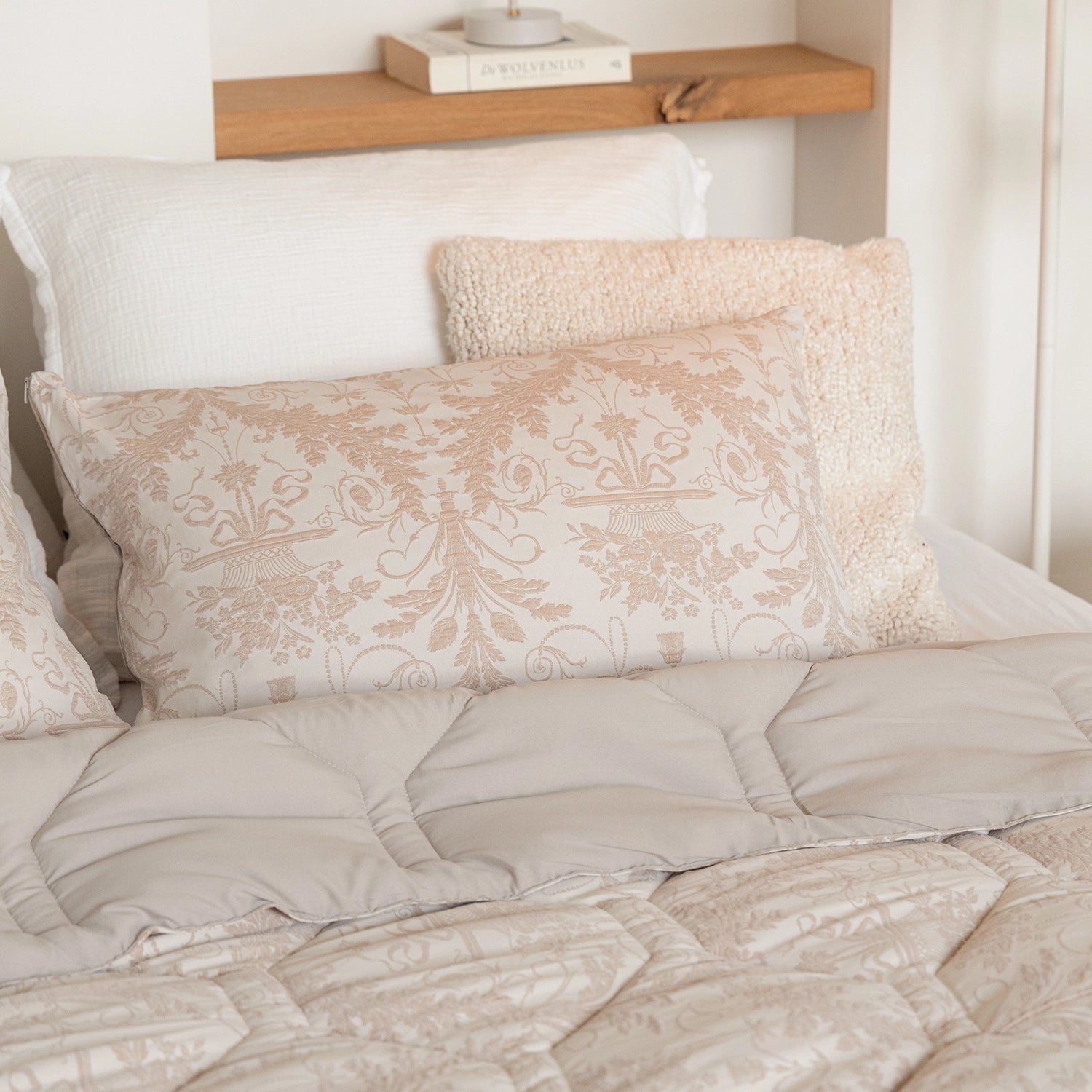 HappyBed Kussenslopen | Jacquard Taupe | Set van 2