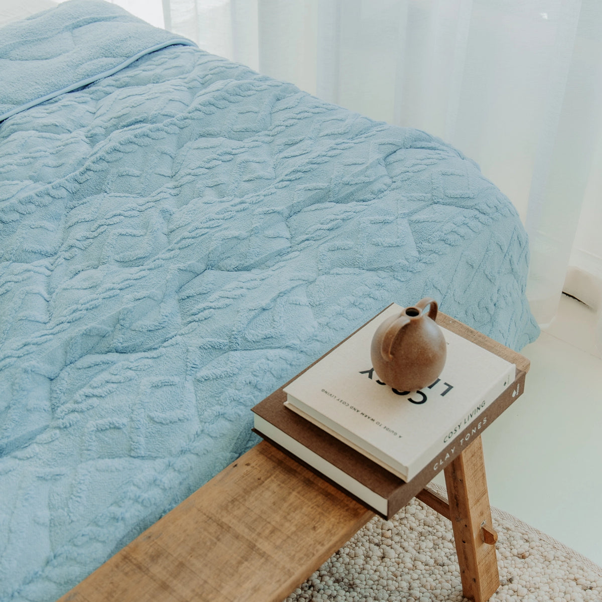 Couette toutes saisons lavable | Teddy | Jacquard | Bleu