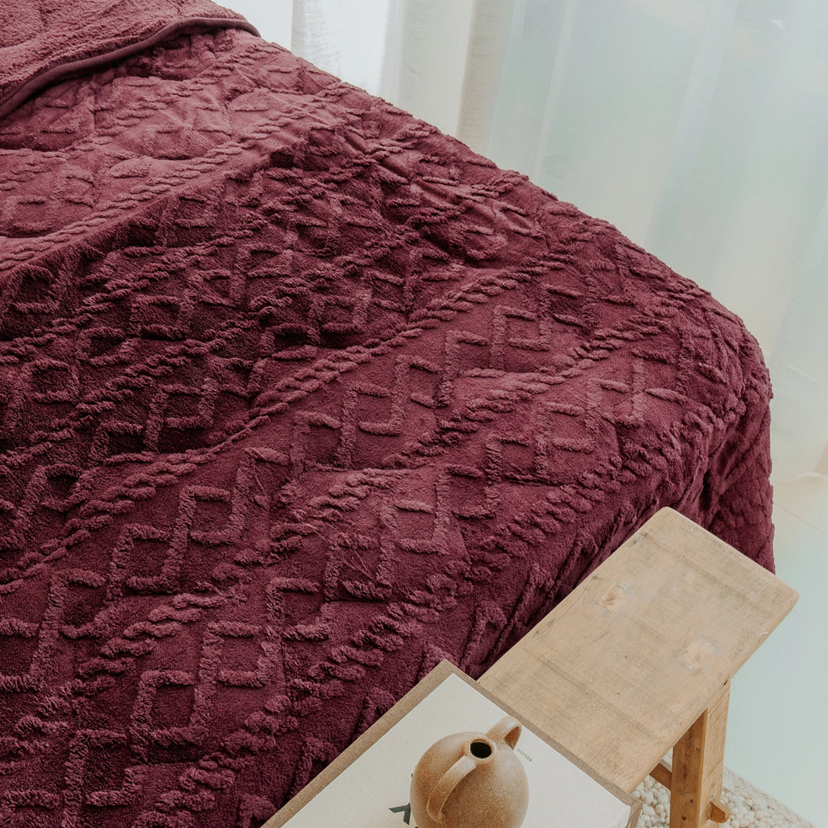 Couette toutes saisons lavable | Teddy | Jacquard | Bordeaux