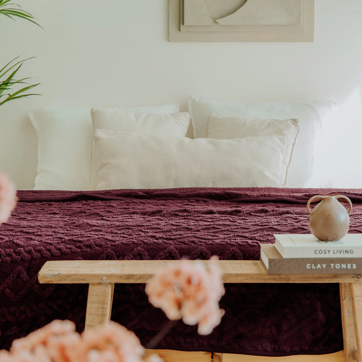 Couette toutes saisons lavable | Teddy | Jacquard | Bordeaux