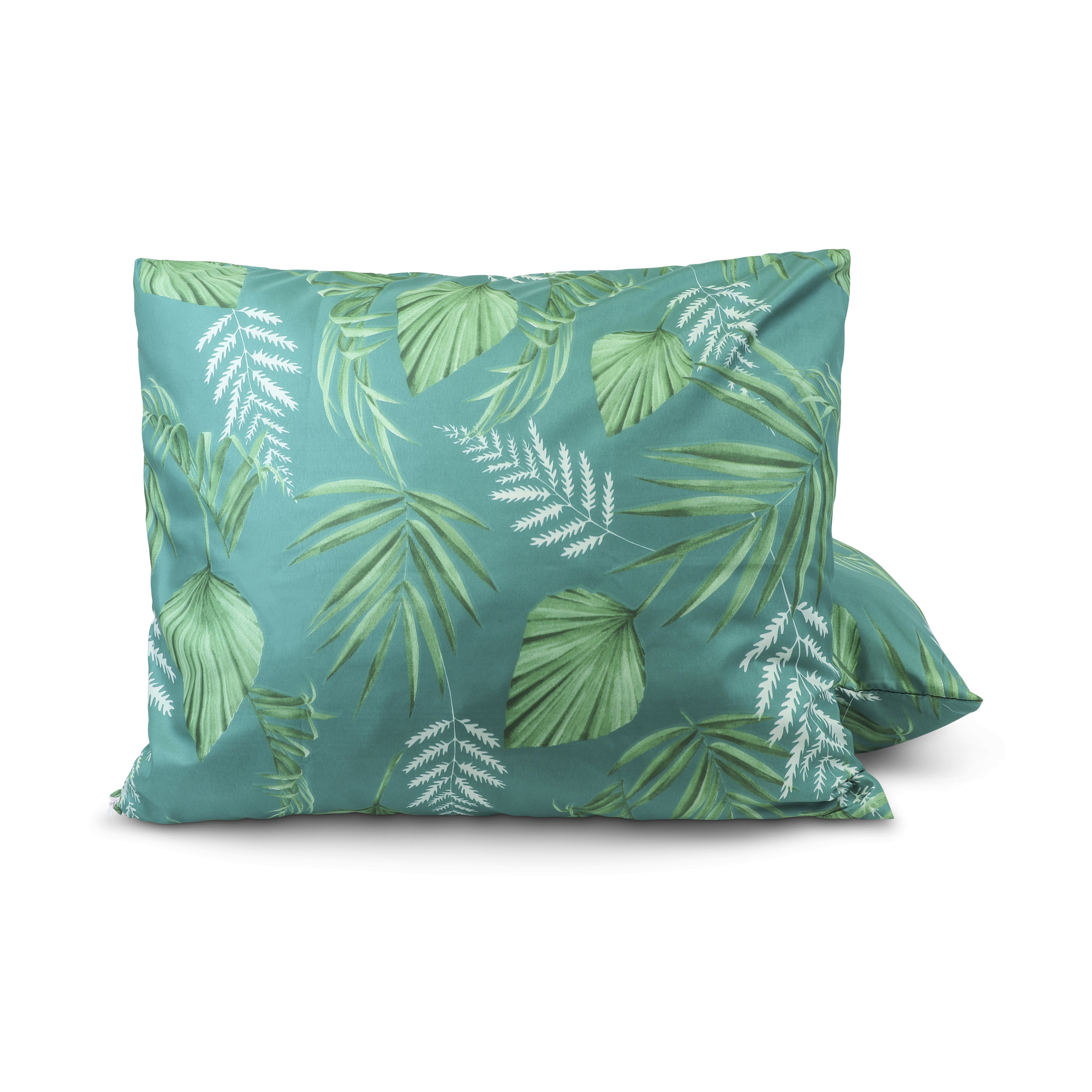 HappyBed | Green leaves Kissenbezug-Set 2-teilig - 60x70 cm - Mikrofaser