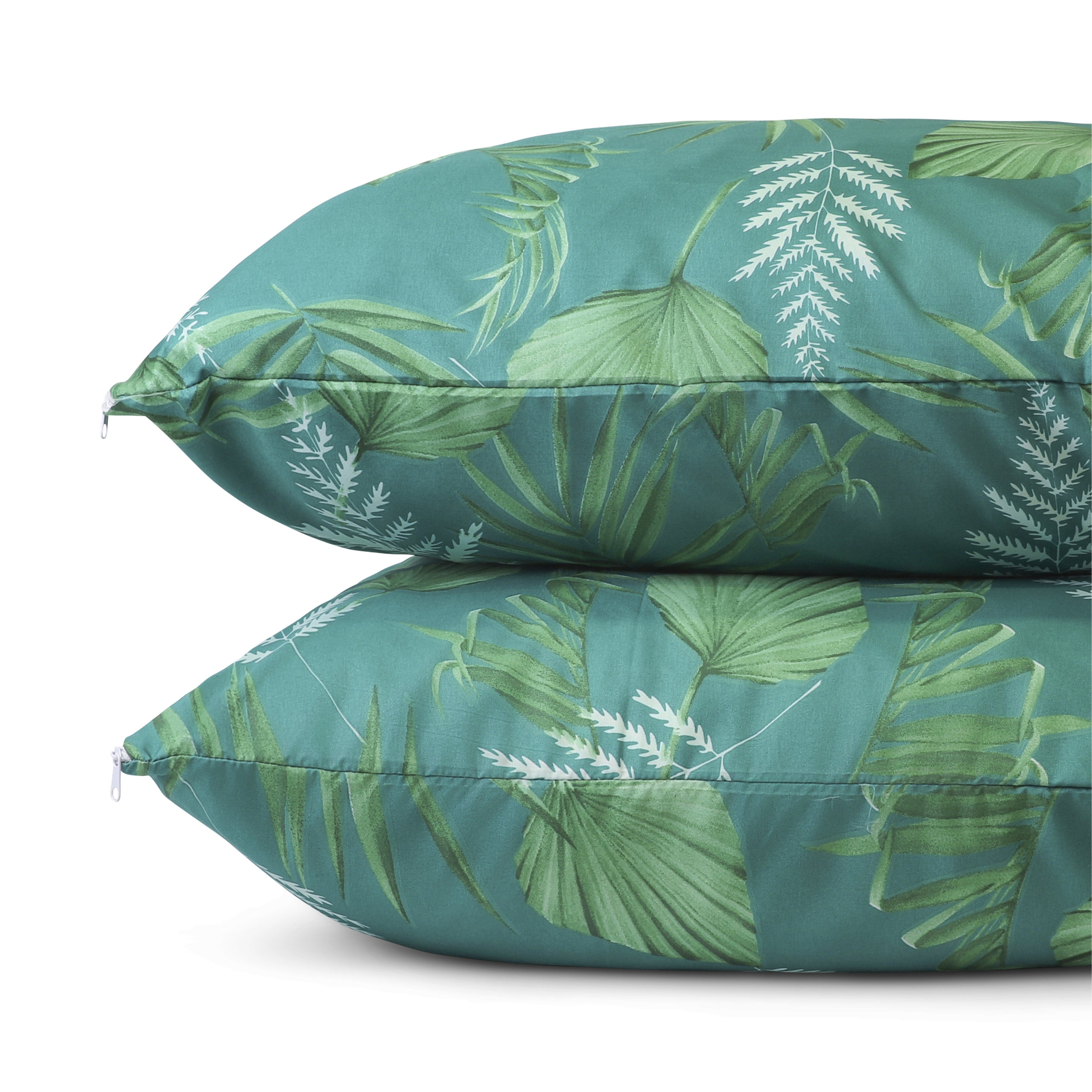 HappyBed | Green leaves Kissenbezug-Set 2-teilig - 60x70 cm - Mikrofaser