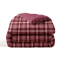 Washable All Season Duvet | Marshmallow | Tartan Burgundy