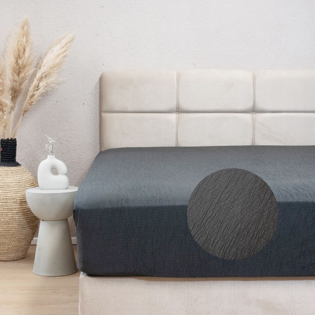 HappyBed Mousseline Fitted Sheet - Dark Grey - SKU: 8717752110179