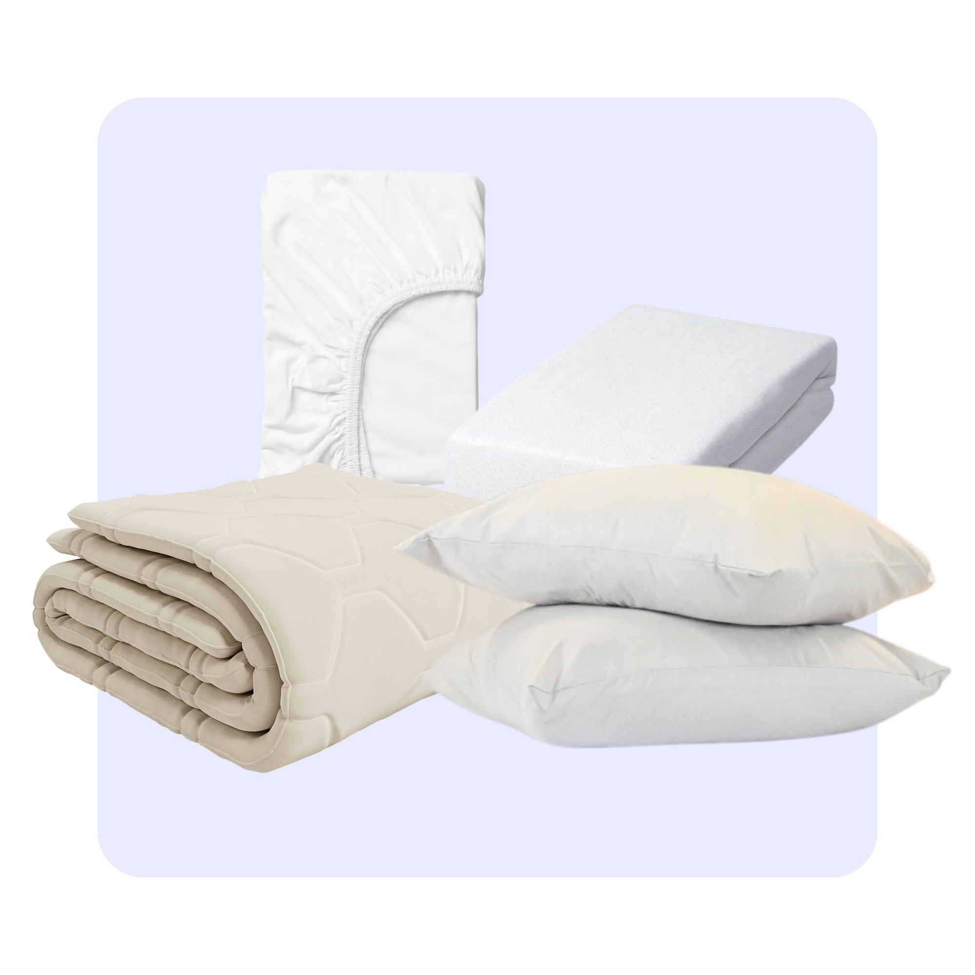 Bestseller Taupe Bundle: duvet, pillowcases, fitted sheet, Molton set.