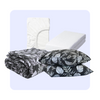 HappyBed Bundle : Black Leaves – Couette, Taie d'oreiller (60x70 cm), Drap-housse & Molleton - Couette pour toute l'année