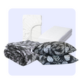 Bestseller Bundel Black Leaves bedding set with duvet, pillowcases, fitted sheet, and molton.