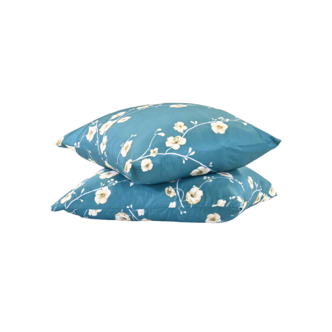 HappyBed | Blue Blossom Kissenbezug-Set 2-teilig - 60x70 cm - Mikrofaser