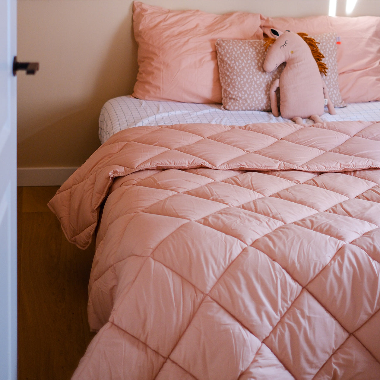 HappyBed Premium Bettdecke | Vintage Pink | Für das ganze Jahr I 100% Perkal Baumwolle