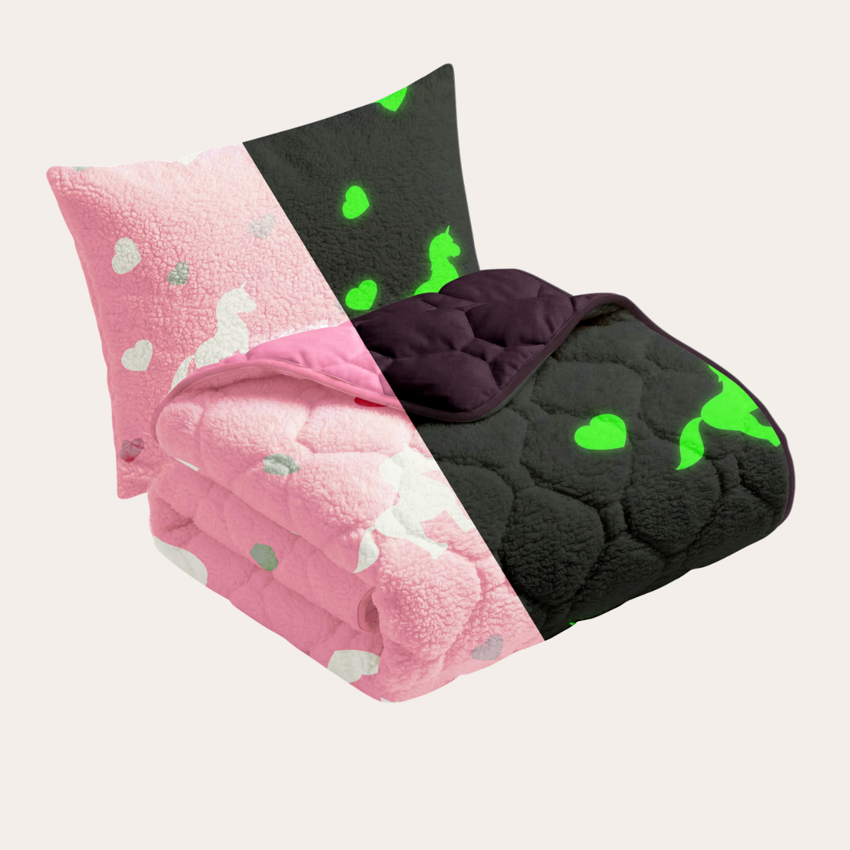 HappyBed Leuchtende Kinderbettdecke | Einhorn, inklusive Kissenbezug - SKU: 8717752131228