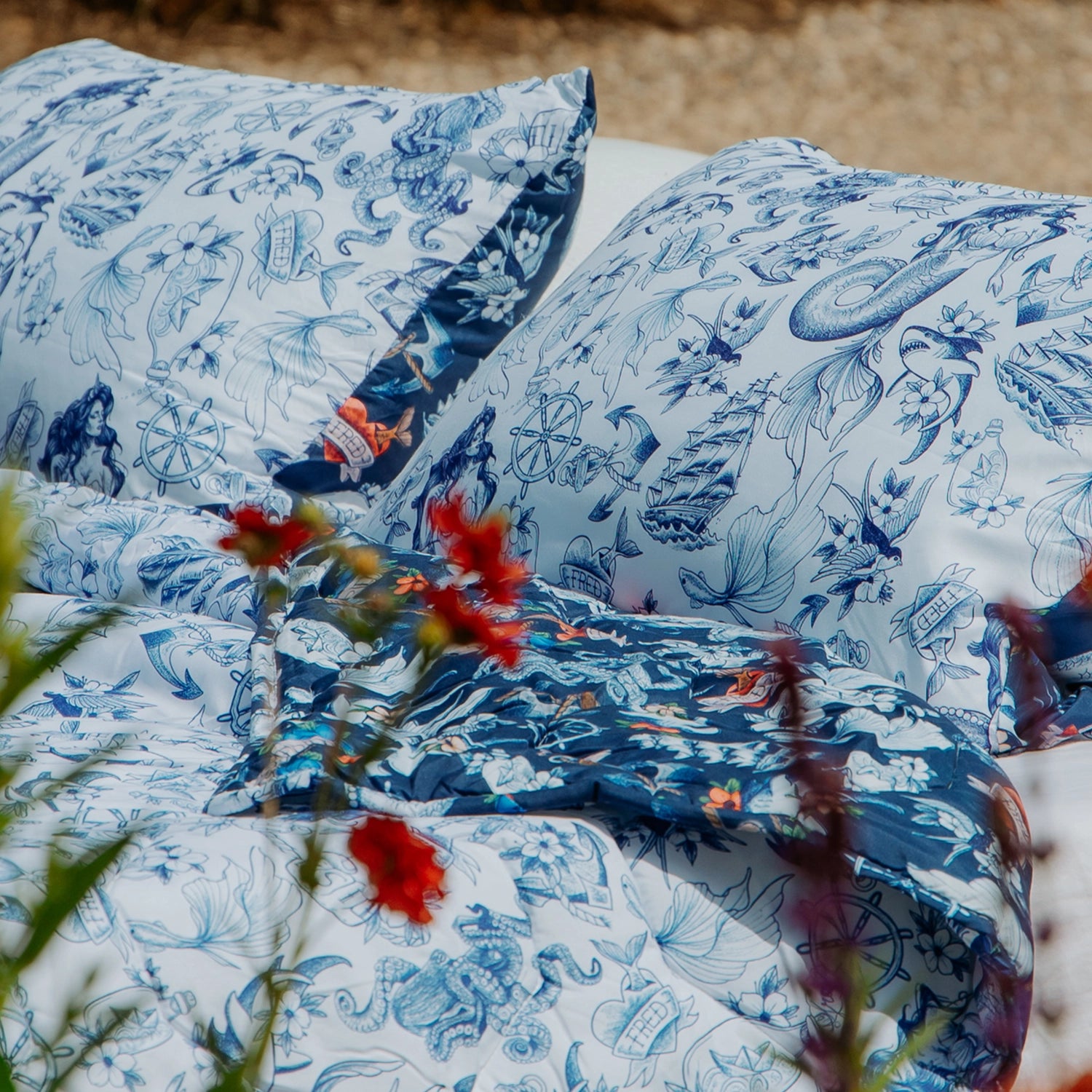 HappyBed x A fish named Fred Pillowcase | Seahorse | Set of 2