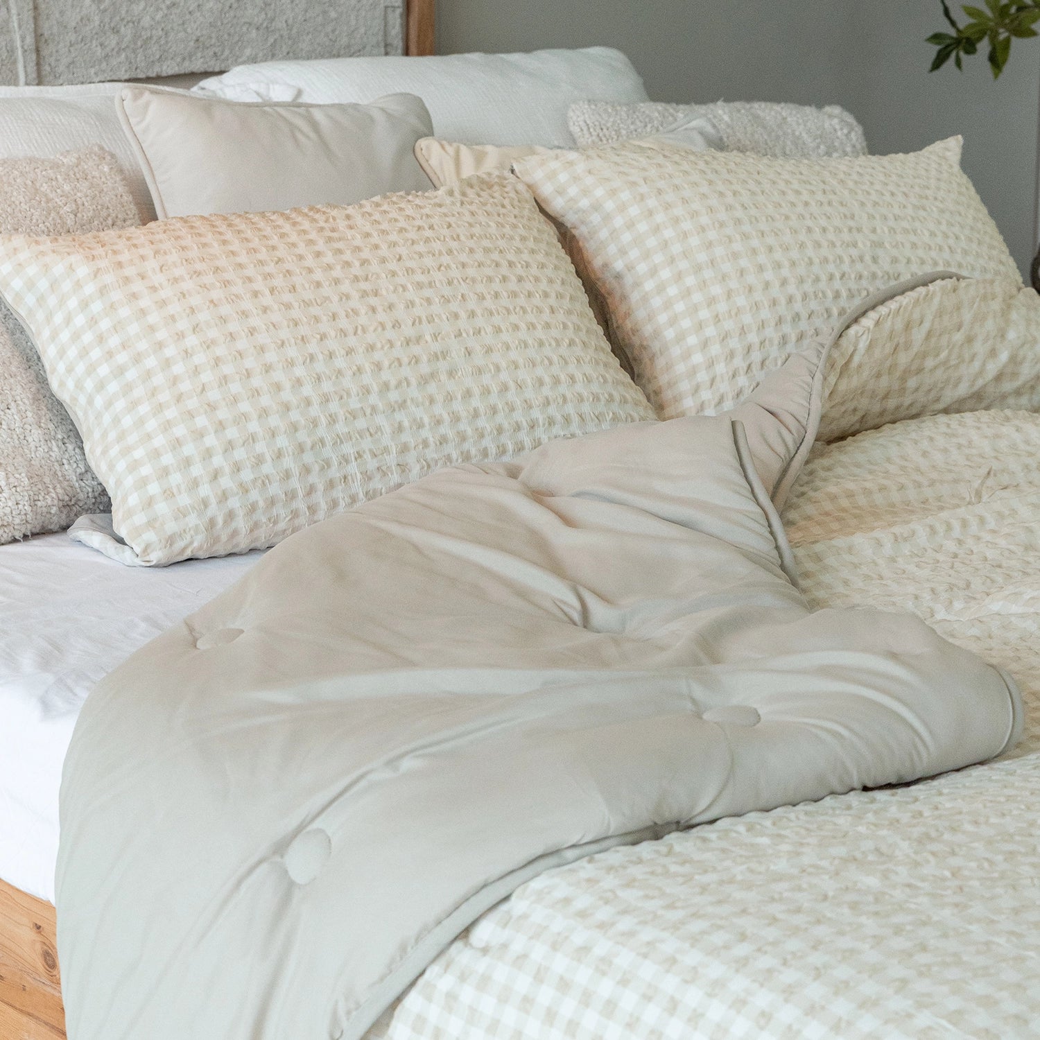 HappyBed Kussenslopen | Seersucker Greige | Set van 2