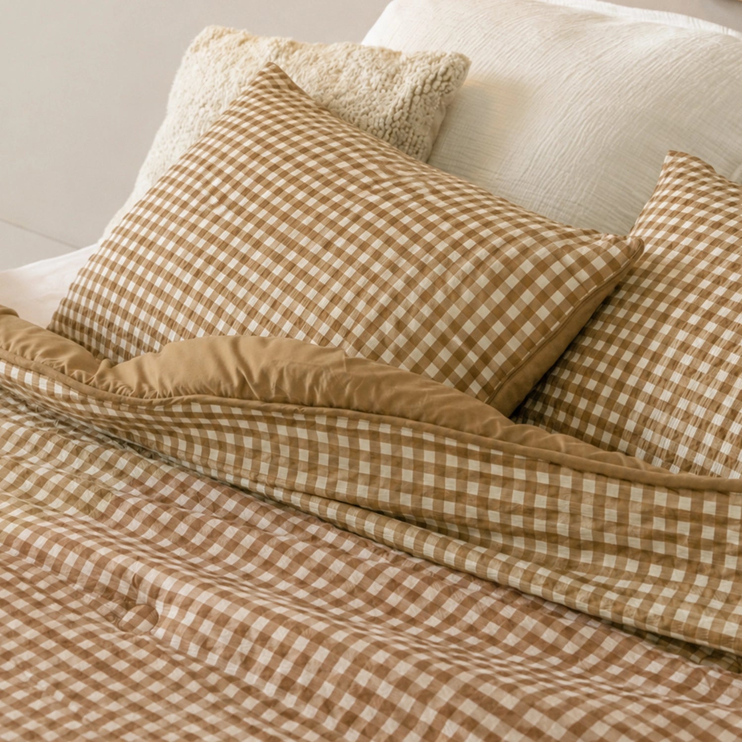 HappyBed Kussenslopen | Seersucker Mocha | Set van 2
