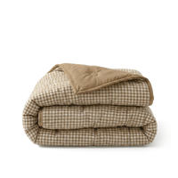 HappyBed wasbaar all season dekbed in mocha kleur met seersucker structuur voor frisse en ademende slaapkwaliteit