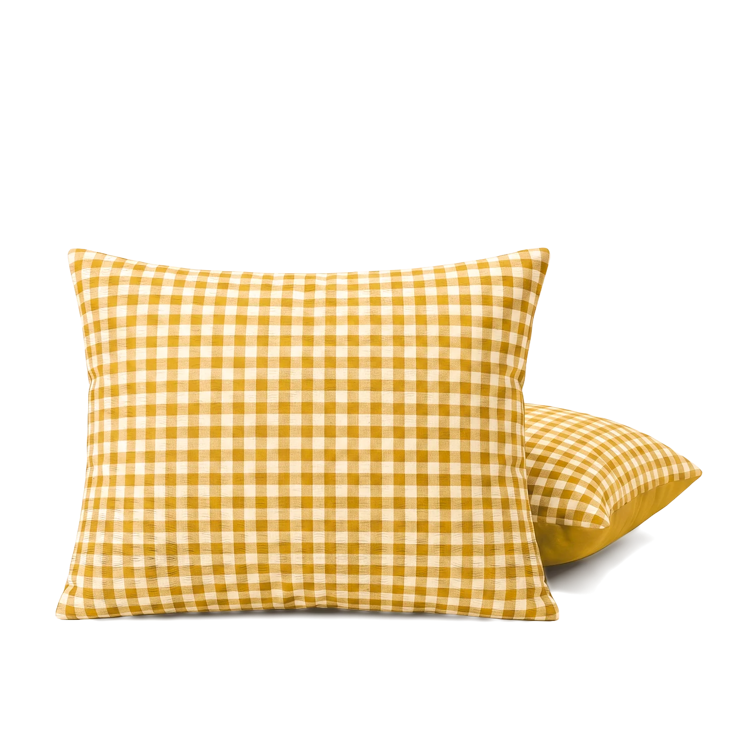 Set van 2 HappyBed Kussenslopen in seersucker okergeel katoen