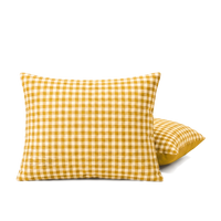 Set van 2 HappyBed Kussenslopen in seersucker okergeel katoen