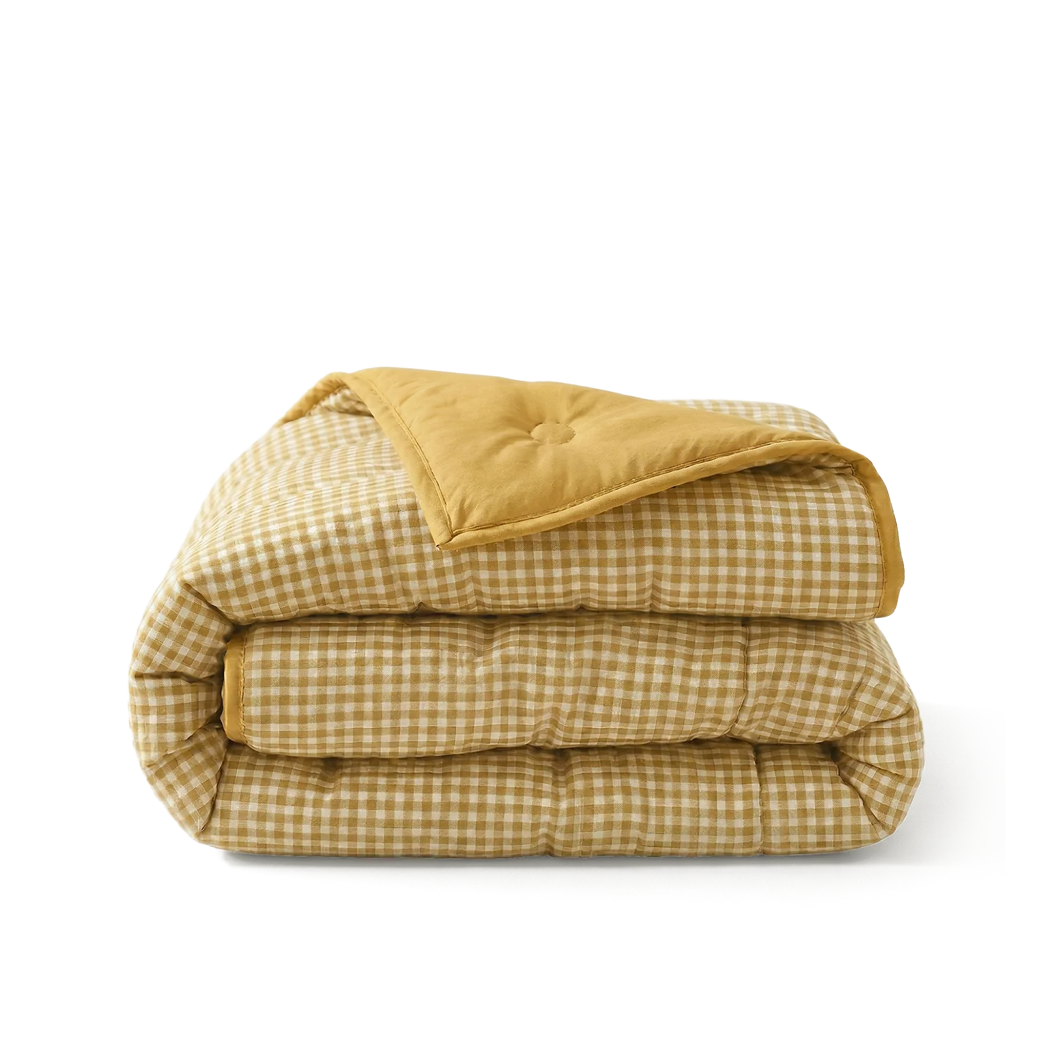 HappyBed wasbaar all season dekbed in seersucker stof en okerkleurige wafelstructuur voor frisse en hypoallergene nachten