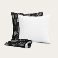HappyBed 4-teiliges Zierkissen-Set | Kissen + Bezüge | Black Leaves | 45x45 cm