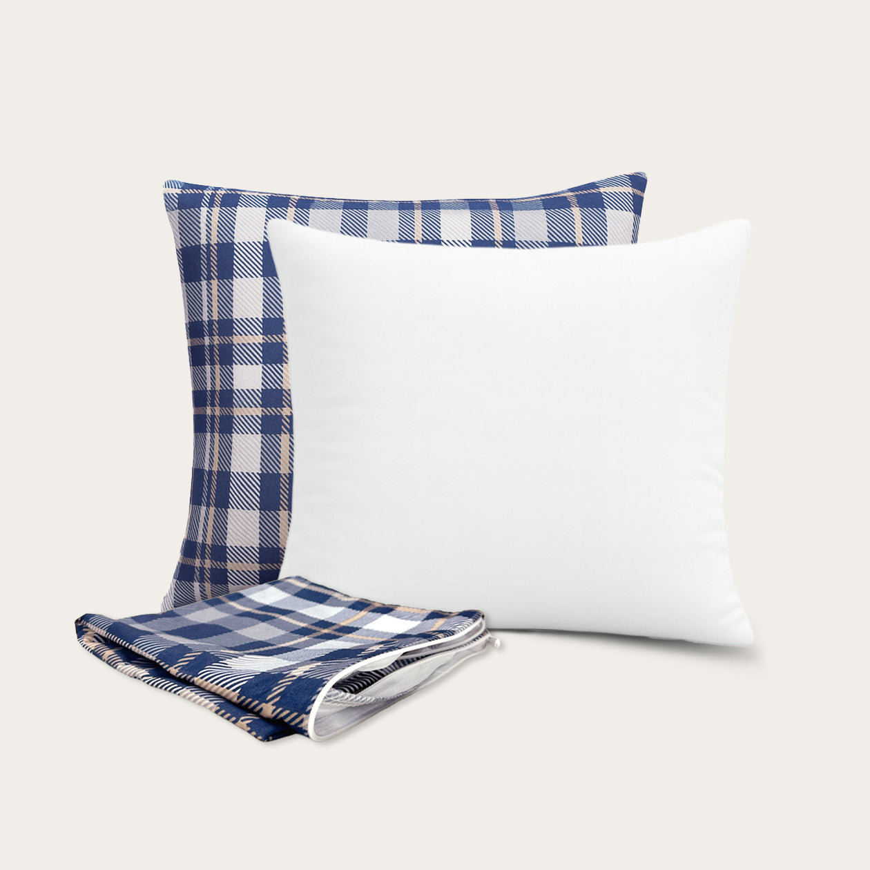 HappyBed 4-piece Decorative Cushion Bundle | Cushions + Covers | Tartan | 45x45 cm - SKU: 