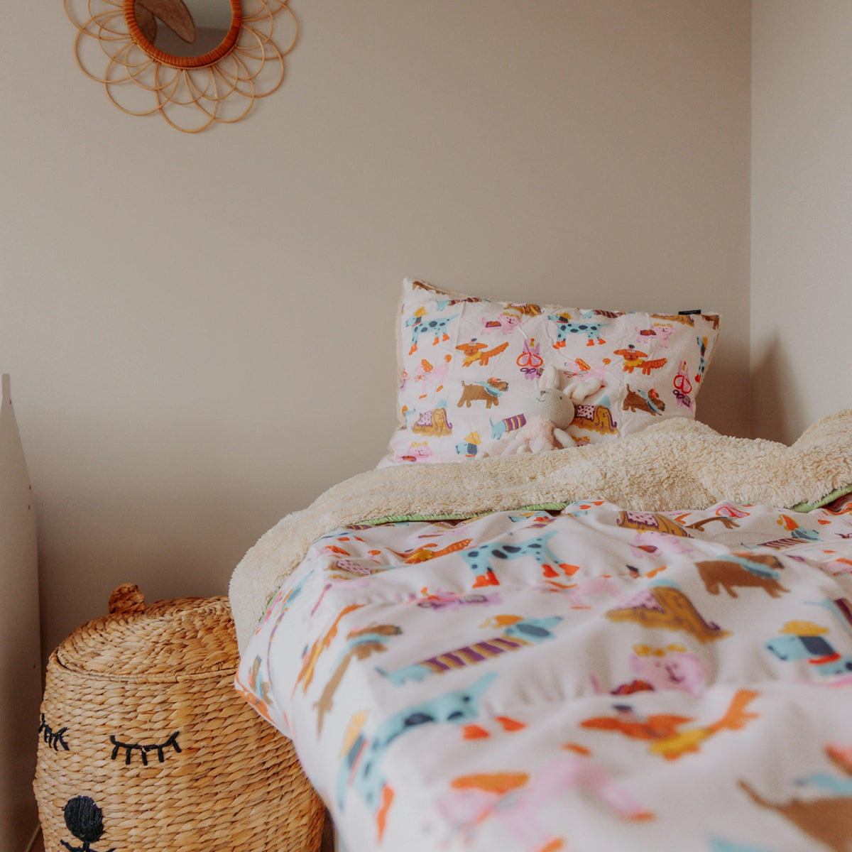 Taies d’oreiller| Enfants| Teddy sherpa| Doodled Dogs