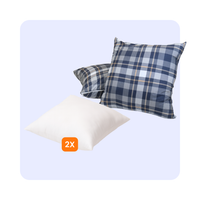 HappyBed sierkussens set with 2 tartan check decorative cushions and 2 white pillowcases for a luxurious bedroom look