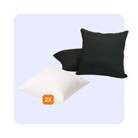 HappyBed sierkussens set with two black decorative cushions and two white cushion covers made of soft microfiber for a luxurious bedroom look