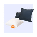 HappyBed sierkussens set with 2 dark blue decorative pillows and 2 white pillowcases for a luxurious bedroom look