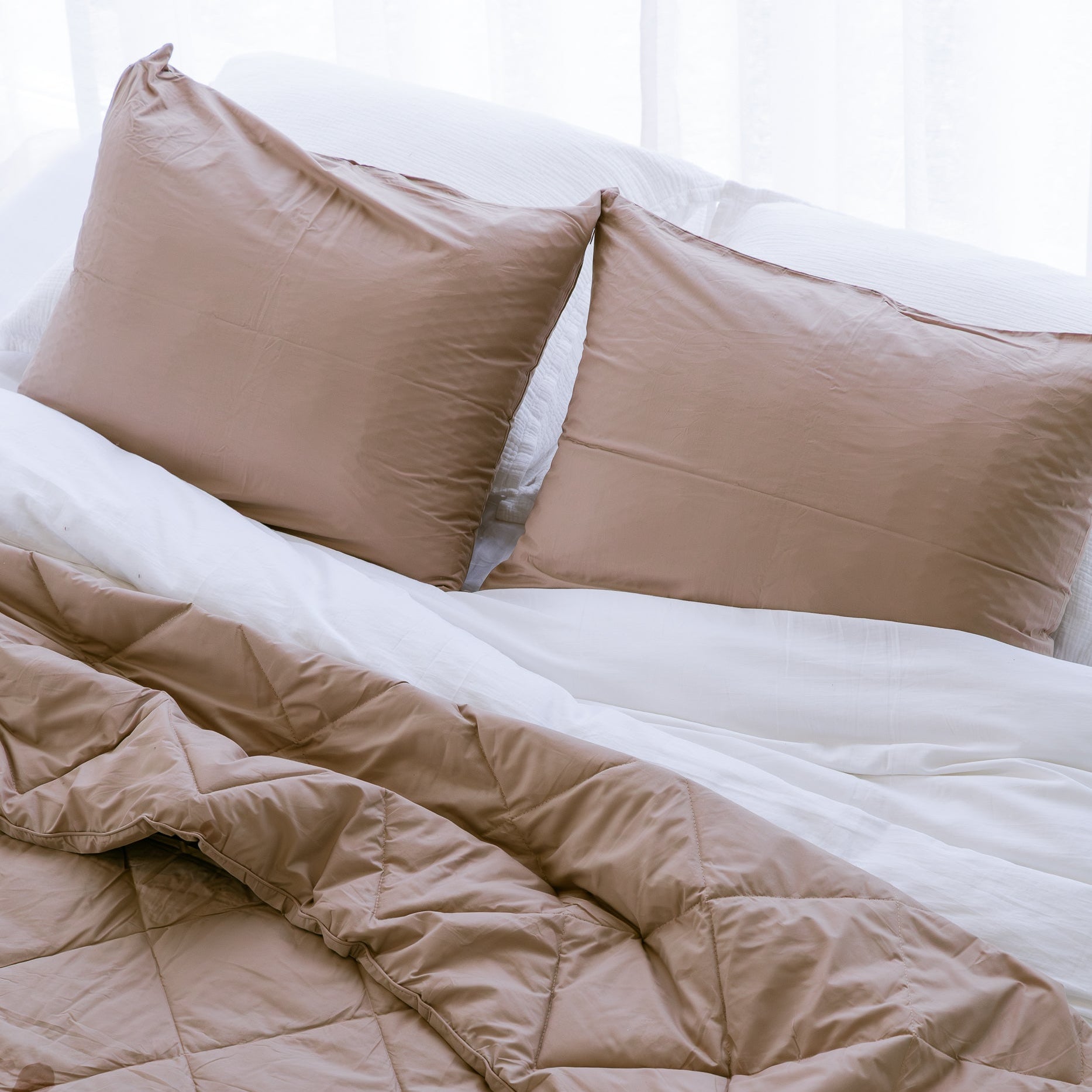 HappyBed Premium Percale Pillowcase | Dune | Set of 2