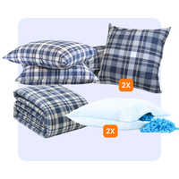 HappyBed complete set bundel in Tartan with duvet, decorative cushions, pillowcases, and pillows for luxury sleep comfort