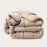 HappyBed 4-Seizoenen Dekbed taupe kleur verstelbaar voor elk seizoen