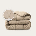 Comfortabel taupe HappyBed dekbed voor het hele jaar met instopstrook en hypoallergeen design
