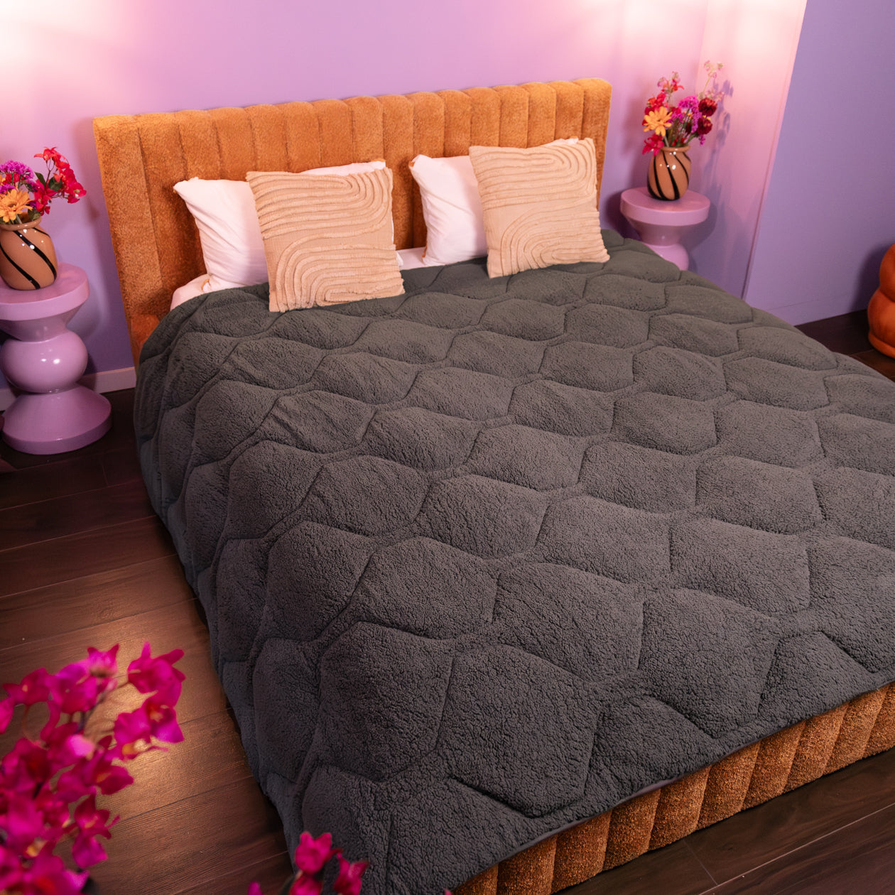 HappyBed Dekbed | Teddy Anthracite | Voor het hele jaar