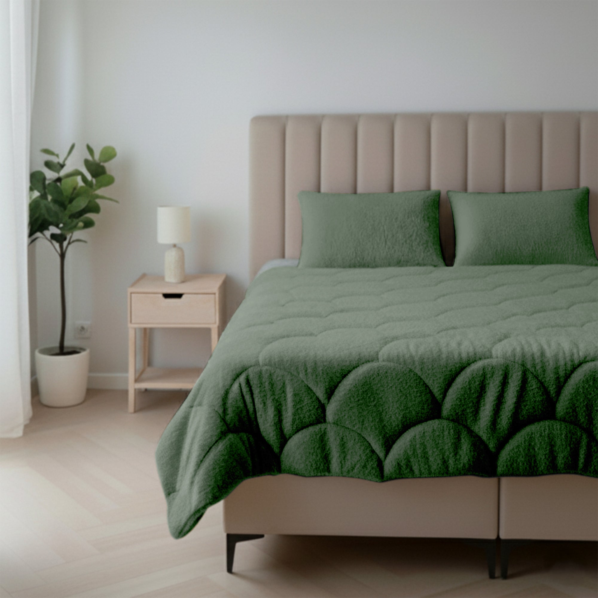HappyBed Duvet | Teddy Dark Green | For the whole year