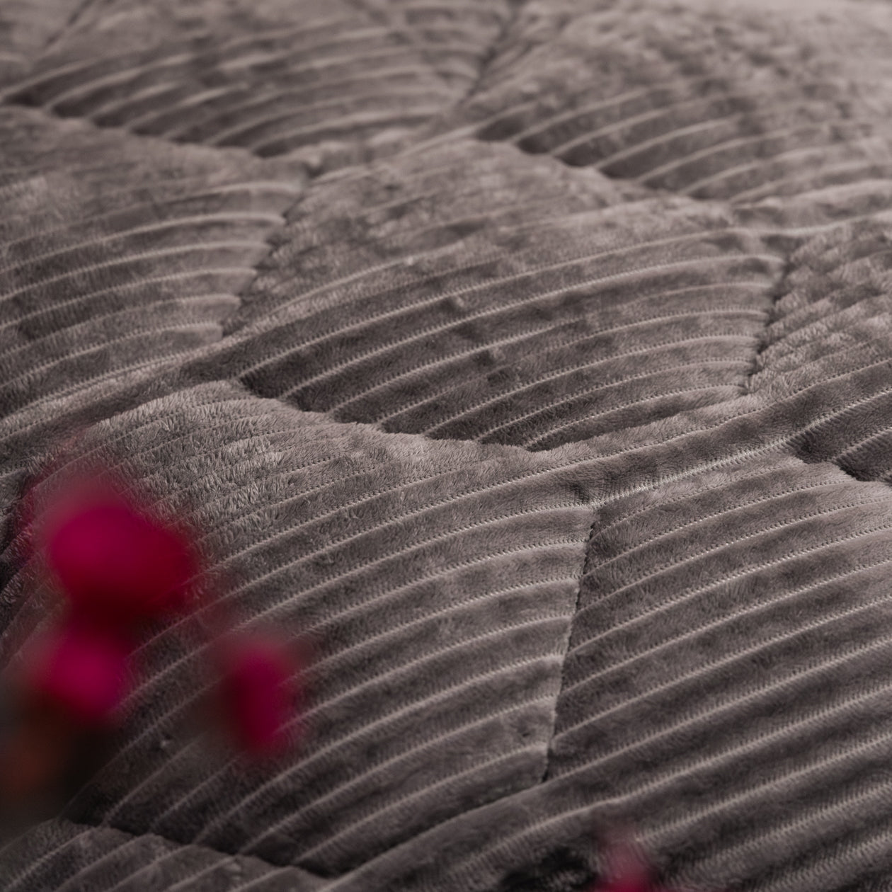 HappyBed Edredón | Felpa de canalé antracita | Para todo el año