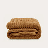 HappyBed dekbed teddy rib in bronze brown, zacht en ademend voor het hele jaar