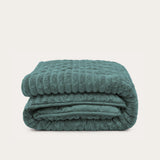 HappyBed Teddy rib dekbed in sagebrush groen voor het hele jaar, zacht en ademend