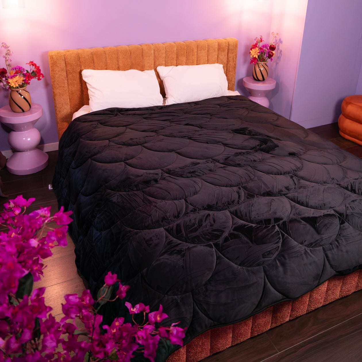 HappyBed Duvet Teddy | Velvet Black | For year-round use