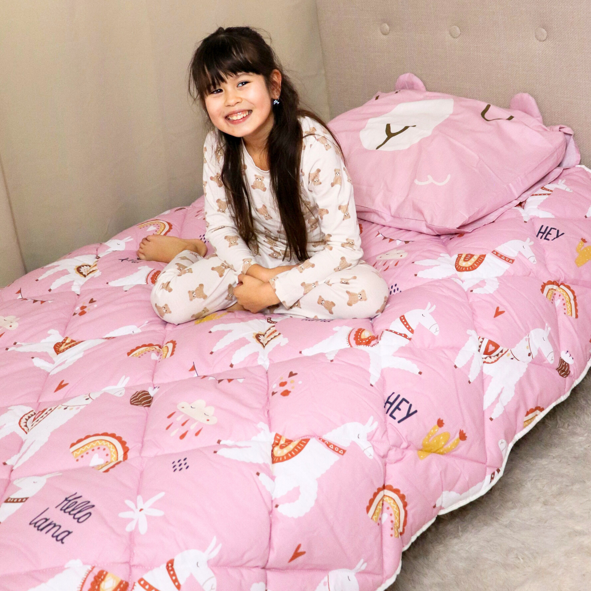 HappyBed Kids - Lizzy Lama - 100% Baumwolle - Ganzjahresbettdecke