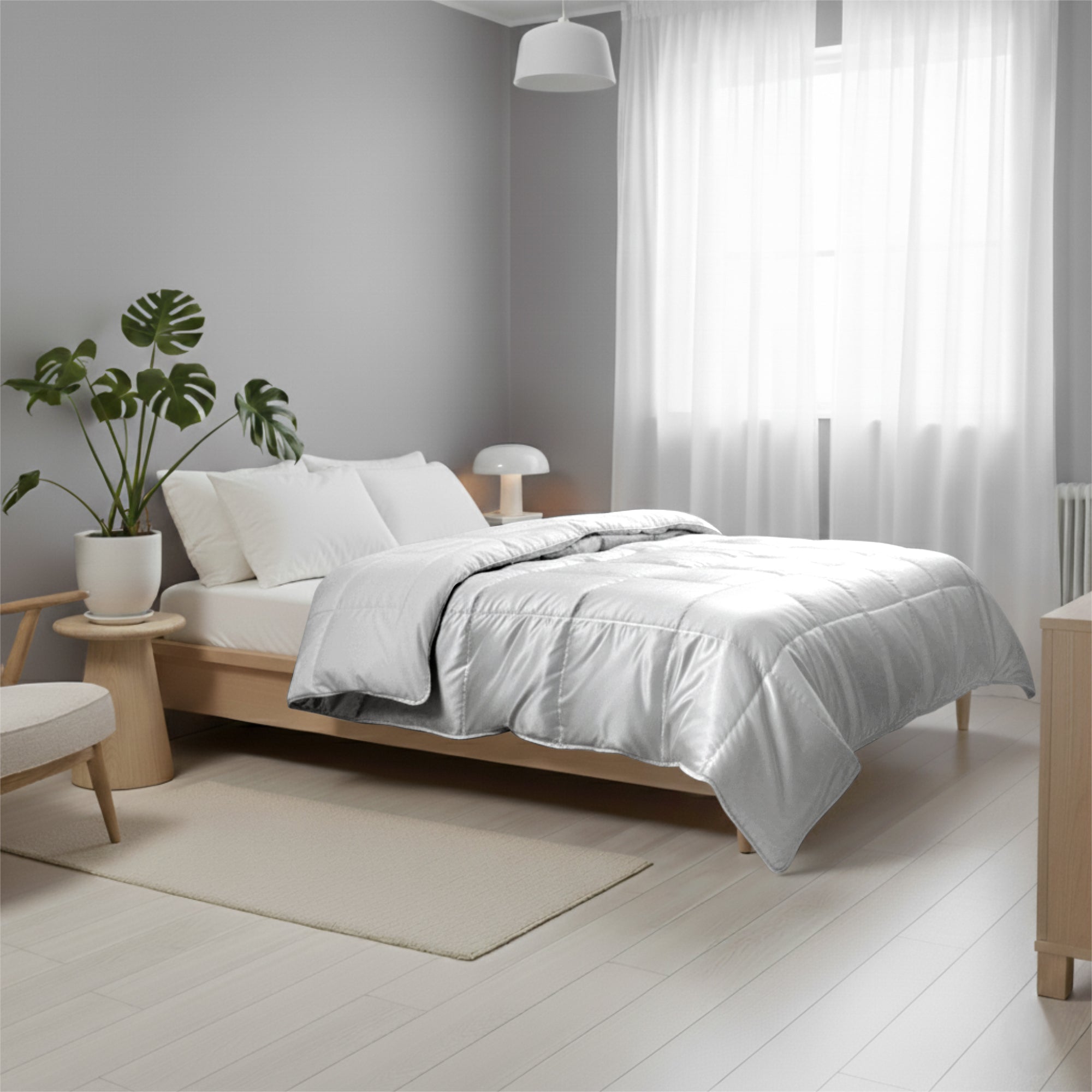 HappyBed Satin - Silber Grau