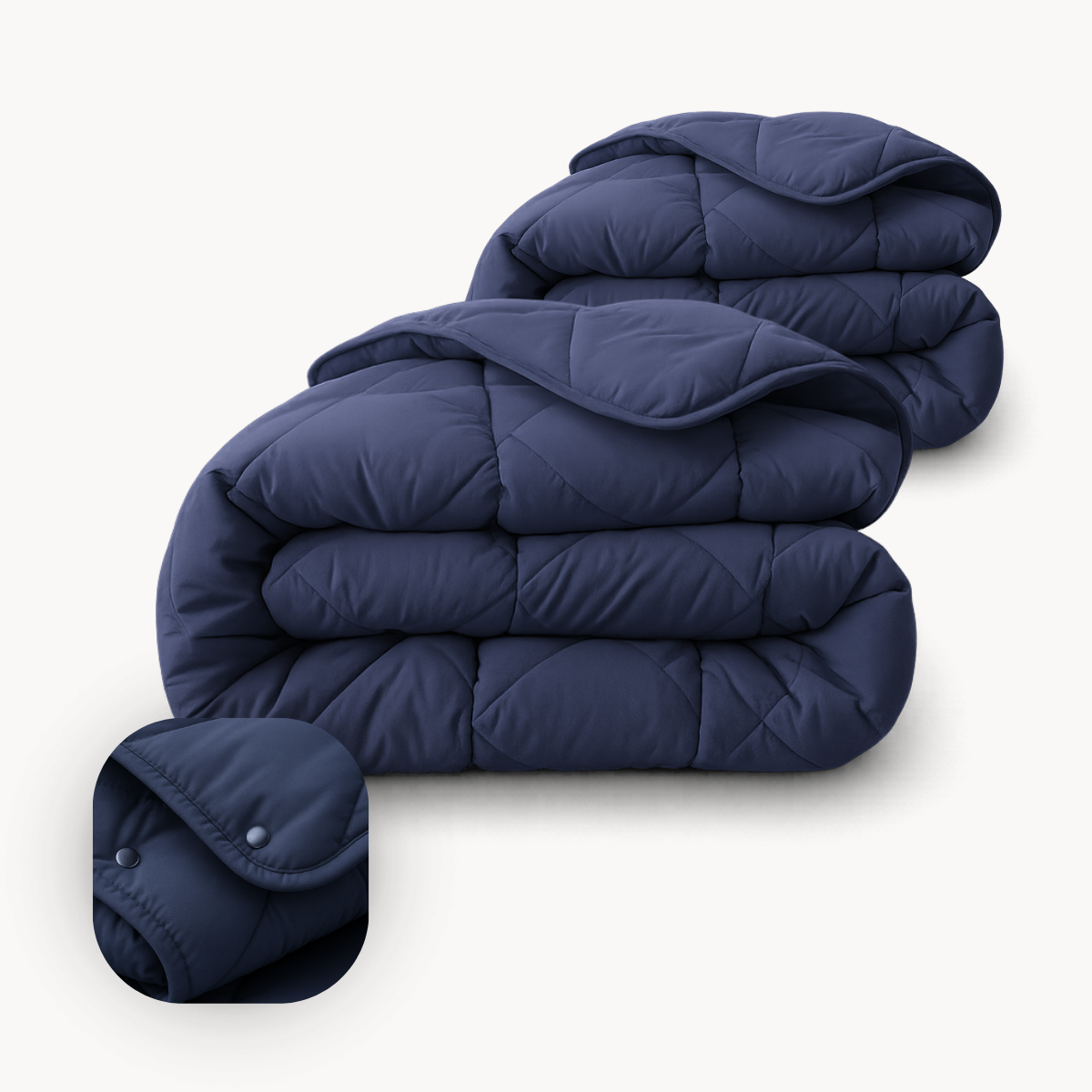 HappyBed Dunkelblau Glänzend - Verstellbare Bettdecke für jede Jahreszeit