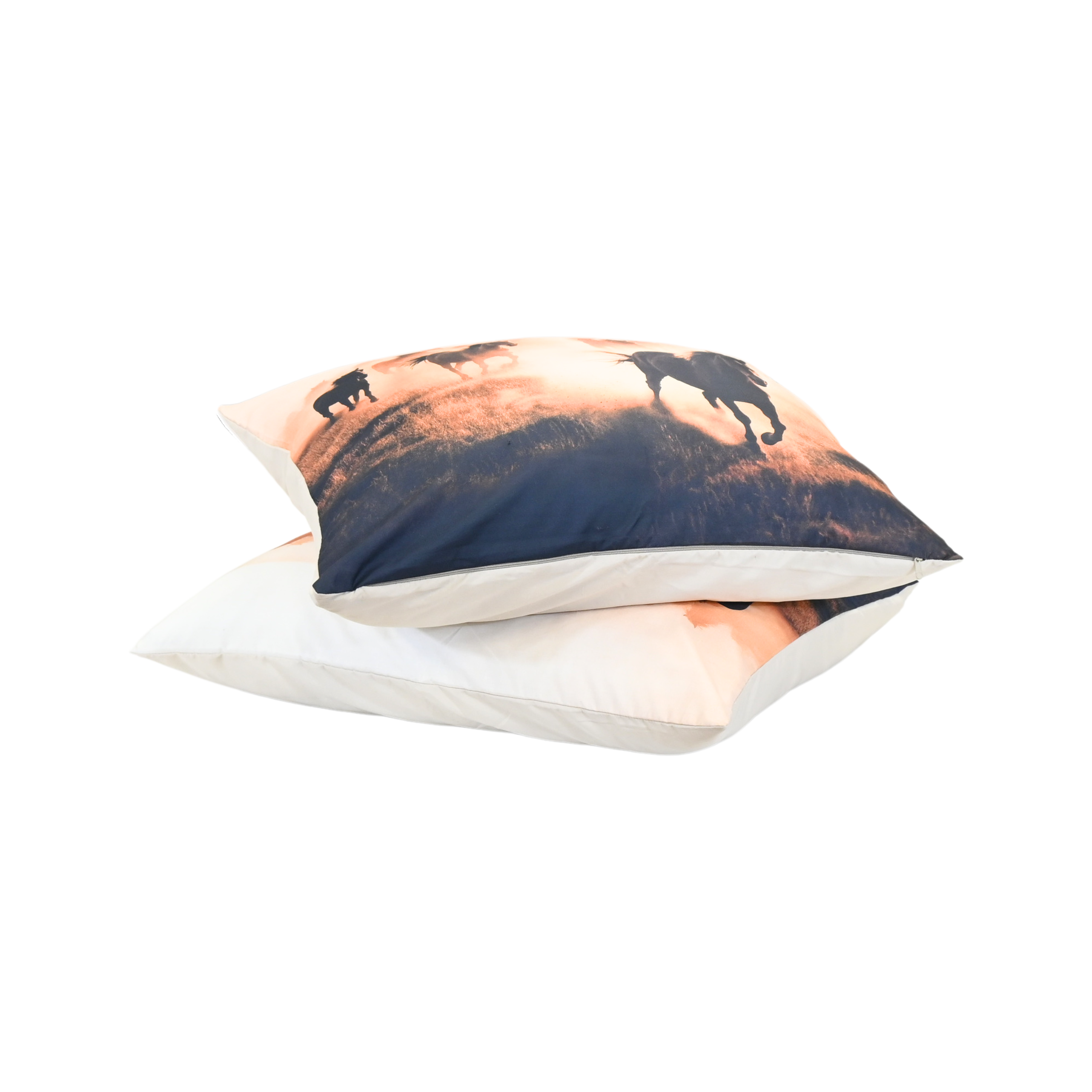 HappyBed Terra Plain Horses pillowcase set with horse design, 60x70cm, luxury microfiber fabric.